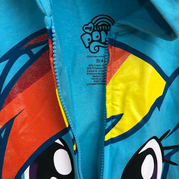MY LITTLE PONY Girls Hooded Full Zip Hoodie Sweatshirt Wings Decorated NWT - Picture 8 of 13